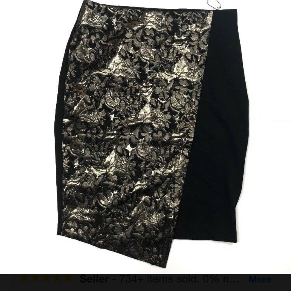 Lane Bryant Gold and black asymmetrical hem skirt
